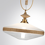 Подвесной светильник с плоским прозрачным плафоном и декоративной вставкой из текстурного камня Tectona  варинант исполнения - 6 | Loft Concept в Воронеже