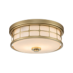 Потолочный светильник для ванных комнат цвета латунь в виде металлической клетки с геометрическими узорами Quoizel варинант исполнения - 1 | Loft Concept в Воронеже