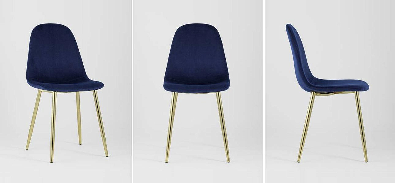 Стул Archie Chair Темно-Синий Велюр Золотые ножки Стул Archie Chair Темно-Синий Велюр Золотые ножки - Loft-Concept в Воронеже