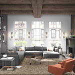 Бра цвета хром с круглой рамой и цилиндрическим прозрачным стеклянным плафоном на прямоугольном основании Feiss варинант исполнения - 4 | Loft Concept в Воронеже