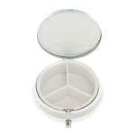 Таблетница карманная круглая с 3-мя отделениями и накладкой из натурального камня Апатит Голубой Silver Stone Pillboxes варинант исполнения - 3 | Loft Concept в Воронеже