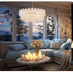 Круглая люстра с хрустальными подвесками на золотистом каркасе Gorgeous Crystal Light варинант исполнения - 13 | Loft Concept в Воронеже