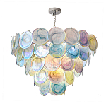 Люстра с каскадом из круглых разноцветных стеклянных дисков Mother of Pearl Iridescence варинант исполнения - 2 | Loft Concept в Воронеже