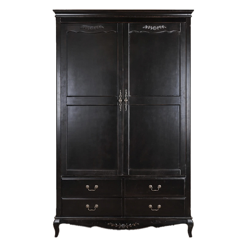 Шкаф черный с 4-мя ящиками и 2-мя дверцами в стиле Прованс Vintage Черный в Воронеже | Loft Concept 
