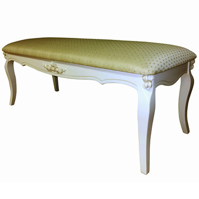 Банкетка велюр в стиле прованс Lotte French Seating Banquette Белый Бежевый в Воронеже | Loft Concept 