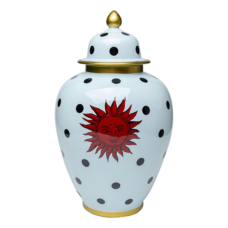 Ваза с крышкой белая Red Sun Белый Красный Ваза с крышкой белая Red Sun Белый Красный в Воронеже | Loft Concept