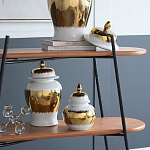 Ваза белая с крышкой и золотистыми фрагментами 46 см Chinoiserie Ceramics варинант исполнения - 2 | Loft Concept в Воронеже