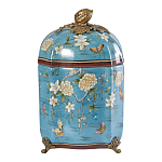 Ваза голубая с крышкой и цветочным узором Genuine Chinese Classics варинант исполнения - 1 | Loft Concept в Воронеже