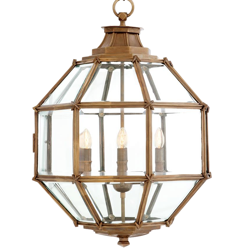 Люстра Lantern Owen Brass M Латунь Прозрачный (Transparent) в Воронеже | Loft Concept 