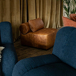 Кожаное модульное кресло коричневое без подлокотников с подушкой Coul Leather Modular Armchair варинант исполнения - 6 | Loft Concept в Воронеже