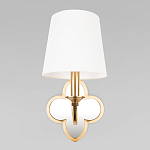 Бра с белым текстильным абажуром и декоративным основанием в виде четырехлистника с зеркальной вставкой Vitorino варинант исполнения - 18 | Loft Concept в Воронеже