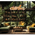 Люстра круглая на золотом каркасе с птичками и цветочным декором Miscellaneous herbs варинант исполнения - 10 | Loft Concept в Воронеже