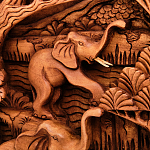 Панно из дерева пять слонов Panel With Animals варинант исполнения - 3 | Loft Concept в Воронеже