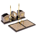 Настольный письменный набор из бежевого мрамора с часами Marble Accessory варинант исполнения - 2 | Loft Concept в Воронеже