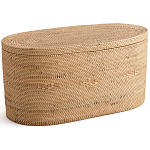 Плетеная овальная корзина с крышкой Shani Rattan Basket варинант исполнения - 1 | Loft Concept в Воронеже