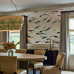 Обои ручная роспись Fishes Blue Pearl on Tarnished Silver gilded silk with pearlescent antiquing варинант исполнения - 3 | Loft Concept в Воронеже