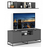 ТВ-тумба цвета графит с  2-мя дверцами и ящиком Strict Lines варинант исполнения - 6 | Loft Concept в Воронеже