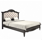 Кровать черная из массива бука с основанием и мягким изголовьем Black Provence варинант исполнения - 1 | Loft Concept в Воронеже