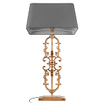 Настольная лампа на ажурном чугунном основании с тканевым серым абажуром Openwork Lamp варинант исполнения - 3 | Loft Concept в Воронеже