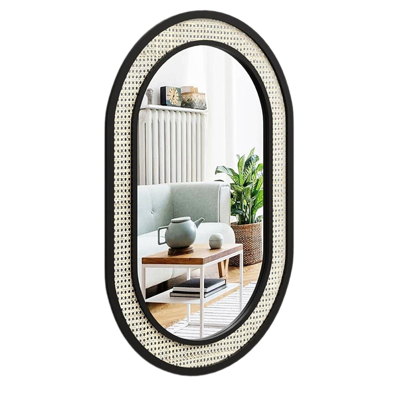Зеркало в раме из ротанга Dewh Коричневый Черный в Воронеже | Loft Concept 