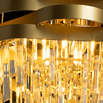 Люстра цвета матового золота с металлическими лентами и длинными прозрачными подвесками Gilded Waves варинант исполнения - 5 | Loft Concept в Воронеже