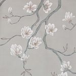 Обои ручная роспись Magnolia Canopy Original Colourway on Oyster Shell metallic silk варинант исполнения - 1 | Loft Concept в Воронеже