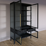 Витрина Primo со стеклянными фасадами и 2 ящиками Черный дуб варинант исполнения - 9 | Loft Concept в Воронеже