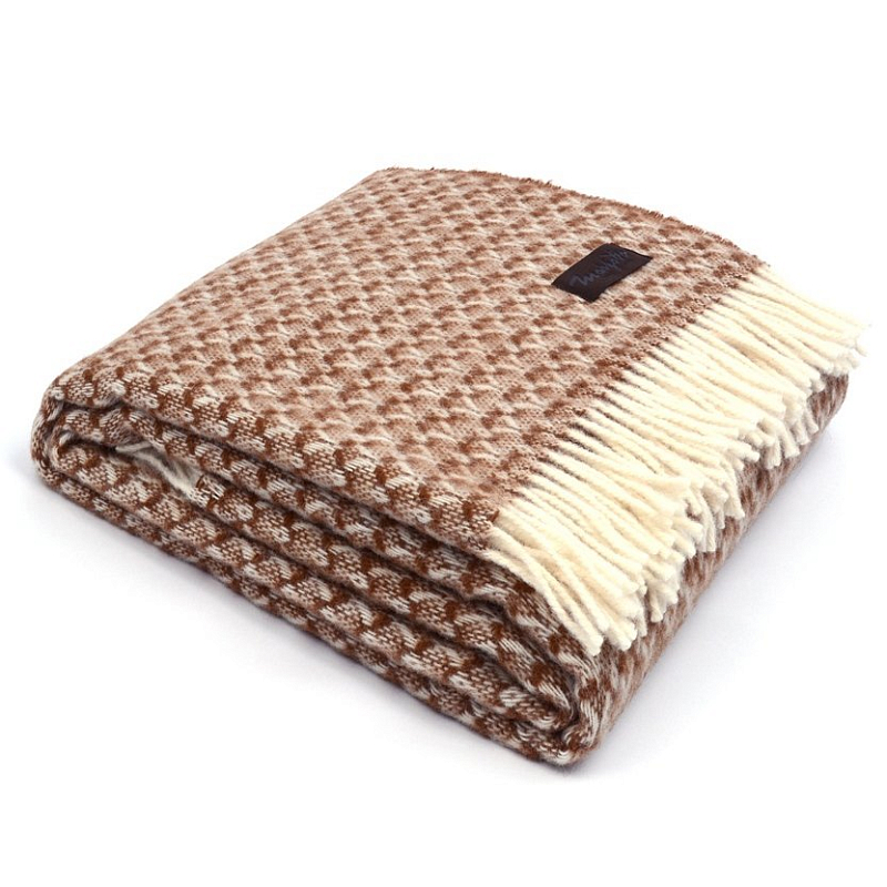 Плед BRIAS TRIANGLE 1200 Marzotto Бежево-серый Коричневый в Воронеже | Loft Concept 