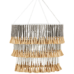 Люстра трехъярусная с декором из круглых деревянных бусин с кисточками Gray Brown Wooden Beads Chandelier варинант исполнения - 3 | Loft Concept в Воронеже