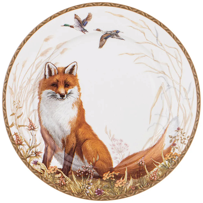 Тарелка закусочная из фарфора с изображением лисы Hunting Porcelain Collection Белый Коричневый Мульти Тарелка закусочная из фарфора с изображением лисы Hunting Porcelain Collection Белый Коричневый Мульти в Воронеже | Loft Concept