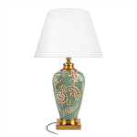 Настольная лампа бирюзовая с цветочным принтом Turquoise Flight варинант исполнения - 1 | Loft Concept в Воронеже