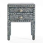 Тумбочка прикроватная White Pearl BEDSIDE CABINET 2 blue DRAWER варинант исполнения - 1 | Loft Concept в Воронеже