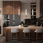 Подвесной светильник с узким цилиндрическим плафоном и черным металлическим декором Concrete Pipe варинант исполнения - 14 | Loft Concept в Воронеже