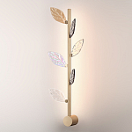 Бра с золотистой вертикальной трубкой и декоративными прозрачными листьями из стекла Sylva  варинант исполнения - 3 | Loft Concept в Воронеже