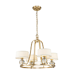 Люстра цвета латунь с 4-мя тканевыми абажурами и стеклянными шарами Quoizel варинант исполнения - 2 | Loft Concept в Воронеже