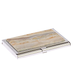 Визитница карманная металлическая с накладкой из натурального камня Агат Stone Business Card Holders  варинант исполнения - 2 | Loft Concept в Воронеже