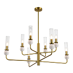 Люстра с 8-ю плафонами в форме стеклянных трубок и мраморных декоративных элементов Montreal варинант исполнения - 9 | Loft Concept в Воронеже