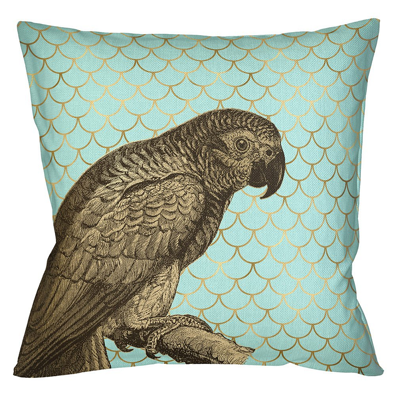 Подушка Safari light blue parrot Бирюзовый Глянцевое золото Подушка Safari light blue parrot Бирюзовый Глянцевое золото в Воронеже | Loft Concept