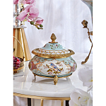 Шкатулка с крышкой из голубого фарфора с риунком птиц и цветов Blue Garden варинант исполнения - 3 | Loft Concept в Воронеже