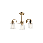 Люстра цвета латунь с 3-мя прозрачными стеклянными плафонами Kichler варинант исполнения - 3 | Loft Concept в Воронеже