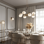 Подвесной светильник с шарообразным плафоном из белого стекла с подвеской из камня и кисточкой Agatelle варинант исполнения - 5 | Loft Concept в Воронеже