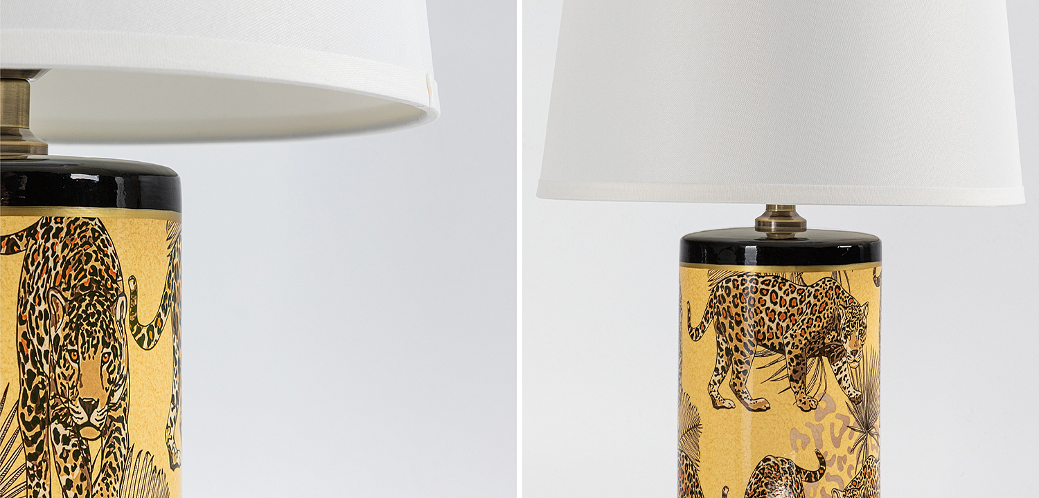 Настольная лампа с абажуром Leopard Lampshade Yellow White Настольная лампа с абажуром Leopard Lampshade Yellow White - Loft-Concept в Воронеже