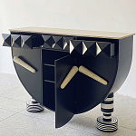 Дизайнерский комод полукруглый черный с 3-мя фактурным ящиками Occasion варинант исполнения - 2 | Loft Concept в Воронеже