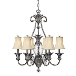 Люстра с 7-ю кремовыми текстильными абажурами Hinkley варинант исполнения - 1 | Loft Concept в Воронеже