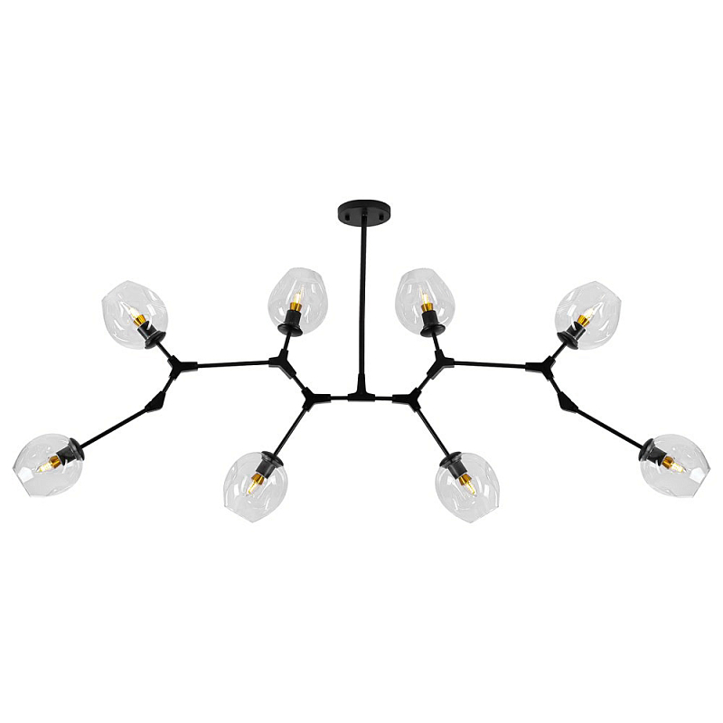Люстра Сrumpled Glass Bubble Chandelier Black 8 плафонов Черный Прозрачное Стекло в Воронеже | Loft Concept 