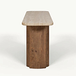 Консоль с овальной столешницей и фактурным деревянным основанием Enzo варинант исполнения - 1 | Loft Concept в Воронеже