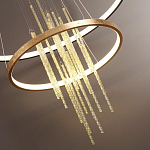 Люстра подвесная с 2-мя круглыми подвесами в черном и золотистом цвете и вертикальными подвесками Ring Horizontal варинант исполнения - 3 | Loft Concept в Воронеже