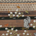 Обои ручная роспись The Art of Learning and Steps for the Flowers by Teo Yang Special Colourway on purple painted Xuan paper варинант исполнения - 2 | Loft Concept в Воронеже