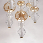 Люстра с плафонами из прозрачного и янтарного стекла в виде шаров и ромбов Gabriel Scott Luna варинант исполнения - 10 | Loft Concept в Воронеже