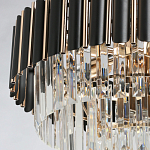 Люстра из черного металла с многоярусными подвесками из прозрачного хрусталя на золотой цепи Empire Black Chandelier Crystal варинант исполнения - 5 | Loft Concept в Воронеже